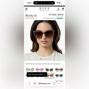 Diff Becky2 sunglasses Light neatral brown/grey Sunglasses with Black Case